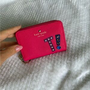Kate Spade Fuchsia Card Wallet with Embellishments